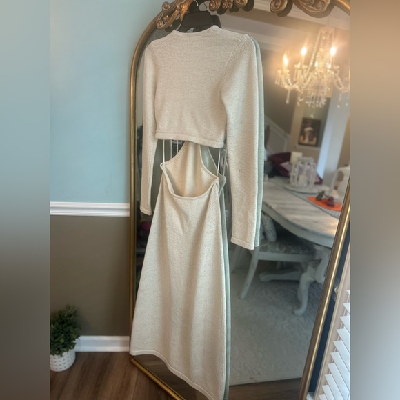 Cult Gaia Serita Knit Cutout Maxi Dress Ivory Long Sleeve Size M - Picture 7 of 12